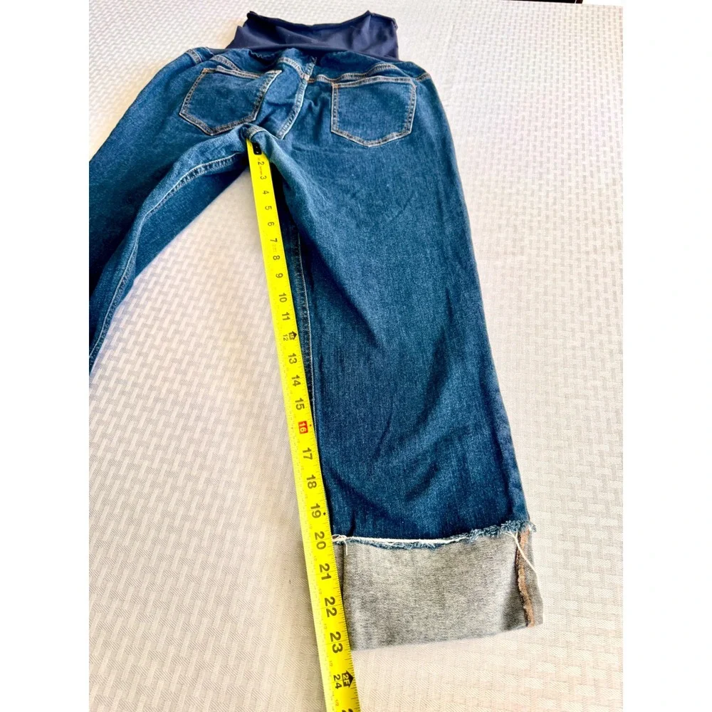 Indigo Blue Distressed Maternity Boyfriend Jeans Bundle 2 Pair Blue Size L